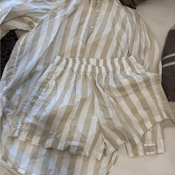 Mikoh Other - Mikoh Striped Beige and White Shirt and Shorts Set